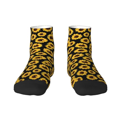 Cute Sunflower In Black Ankle Socks For Women Men-Low Cut Socks Crew Cute Womens Mens Ankle Sock
