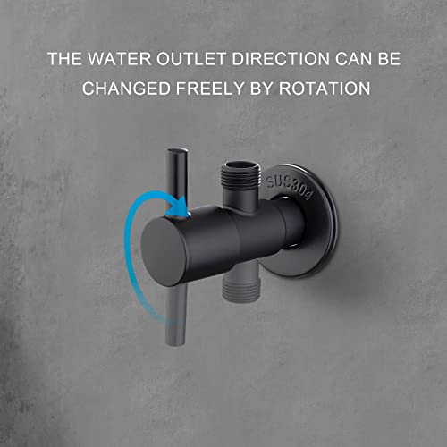 Ibergrif Eckventil 1/2 Zoll Wandanschluss, 3/8 Zoll Schlauchanschluss, Eckregulierventil, Eckventil Waschbecken für Kalt Warmwasser Trinkwasser, Ventil Messing, Schwarz