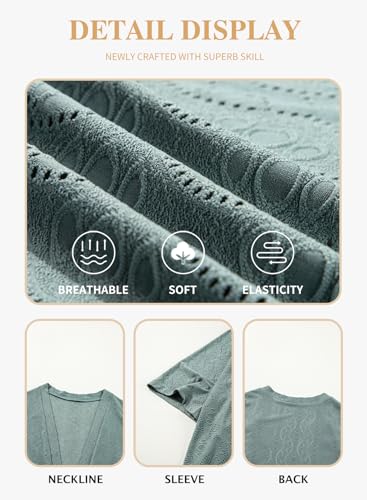 Image of Eytino Plus Size Cardigan for Women Half Sleeve Knitted Jacquard Summer Kimono Cover up Tops(1X-5X)