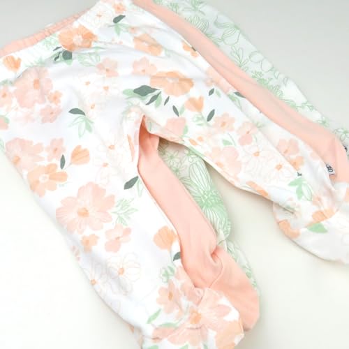 Image of HonestBaby Baby 3-Pack Footed Pants Roomy Fit Pull on Bottoms 100% Organic Cotton for Infant Baby Boys, Girls, Unisex