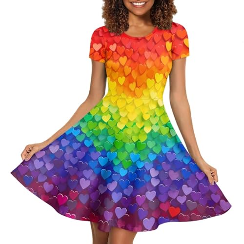 Image of Biyejit Women's Summer Casual Short Sleeve T-Shirt Swing Dress Crew Neck Plus Size S-4XL