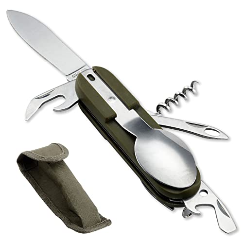 8 in 1 Camping-Besteck-Set Abnehmbarer Edelstahl Klappbares tragbares Camping-Besteck Camping-Utensilien Klappgeschirr Abnehmbare Outdoor-Reise-Utensilien-Set mit Aufbewahrungstasche für Reise