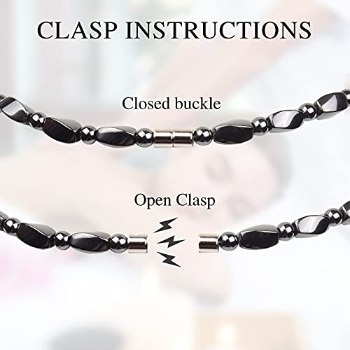 Hematite Necklace Unisex Black- Natural Magnetic Hematite Necklace Relieve Fatigue around Neck, Shoulder-17.6 inch (45cm)4