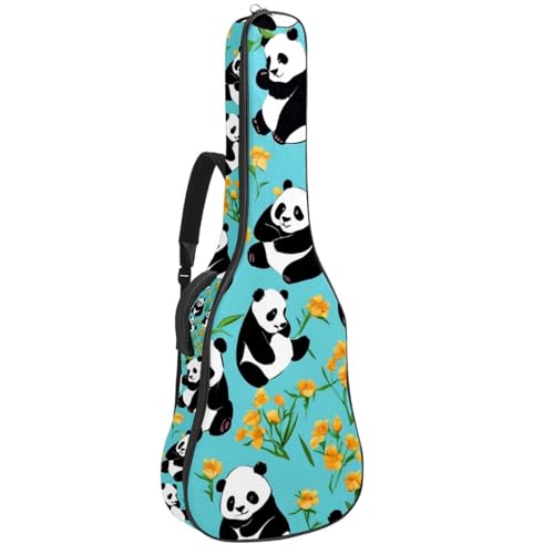 Housse guitare acoustique 41 pouces imperméable et rembourrée avec motif panda bleu