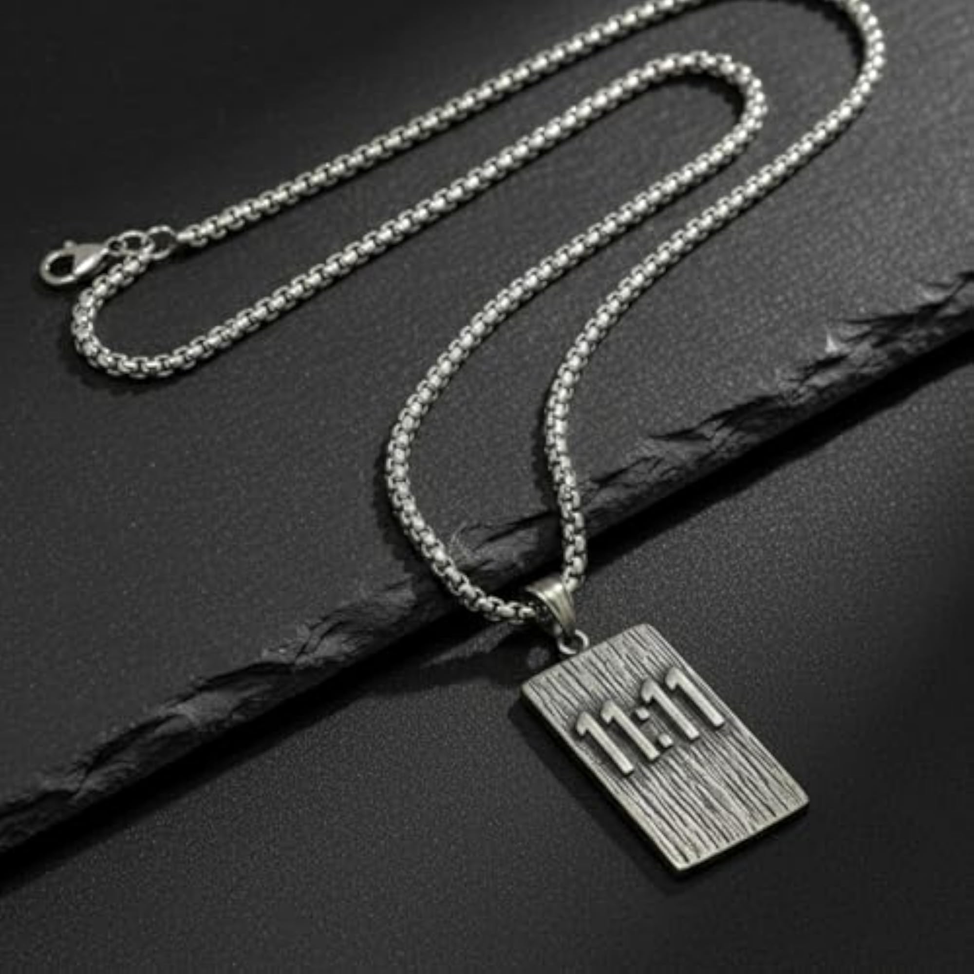 Men's 24mm Pure Titanium Steel Manifestation Rectangle Pendant Necklace