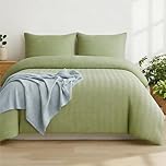 Q&H Bedding King Seersucker Duvet Cover Set - Sage Green Quilt Cover Brushed Microfiber with Pillowcase - Multiple Sizes Complete Bedding Set - Soft & Breathable, Easy Care & Machine Washable