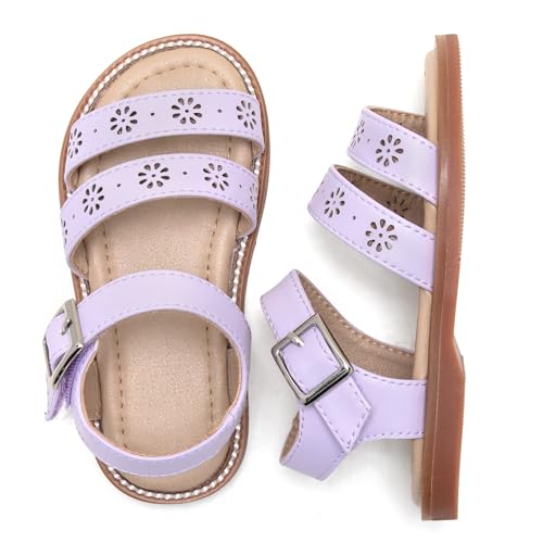 Image of Kolan Toddler Girl Sandals Open Toe Flat Princess Dress Shoes Little Kids