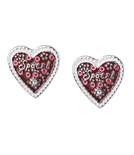 Preisvergleich Produktbild SIX Damen Ohrringe, Ohrstecker, Lebkuchen Herz, Spatzl, Strasssteine, silber, Oktoberfest, Wiesn, Wasn, Kostüm, Karneval, Fasching (776-717)