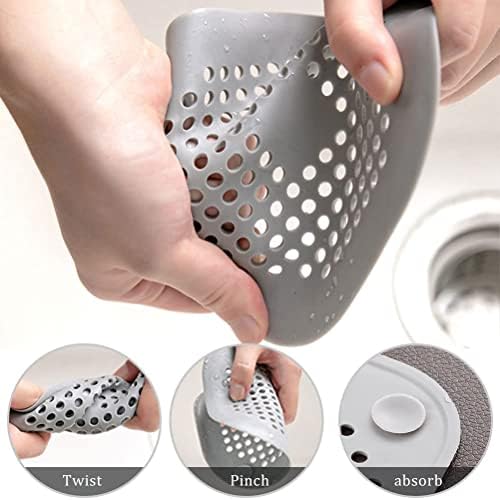 4 Pcs Silicone Drain Protector, Silicone Shower Drain Covers with Sucker Sink Filter Drain Strainer Drain Protector Hair Catcher Bath Plug for Bathroom Bathtub Kitchen(White, Gray)
