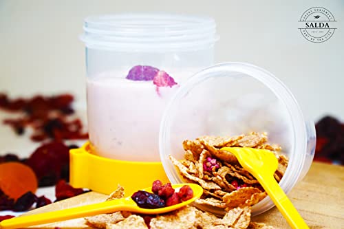 Salda 4 Pack 22 Oz Breakfast On The Go Cups, Take And Go Yogurt Cup With Topping Cereal Cup With Spoon And Fork, Overnight Oats Or Oatmeal Container Jar, Colorful Set Of 4 (22, Oval, 4, 650Ml) #TOP7
