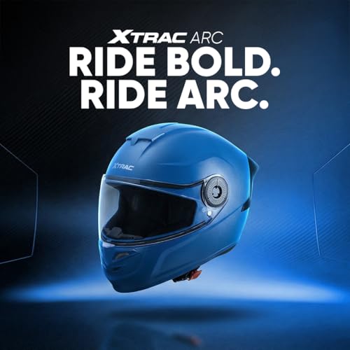 Image of Xtrac Arc Full Face Helmet - ISI Certified Bike Helmet for Men & Women | High-Impact ABS Shell | Clear Scratch-Resistant Visor | Comfortable Inner Padding | Secure Chin Strap for Safe Riding