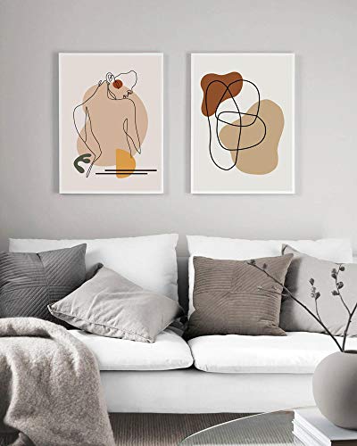 Impression sur toile lot de 2 affiches de fille abstraite 50x70 cm sans cadre pour salon