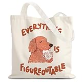 LZYRF Everything Is Figureoutable Inspirational Tote Bag for Women, Motivational Gifts for Women, Funny Dog Positive Affirmation Canvas Tote Bag, Mental Health Reusable Shopping Grocery Bags