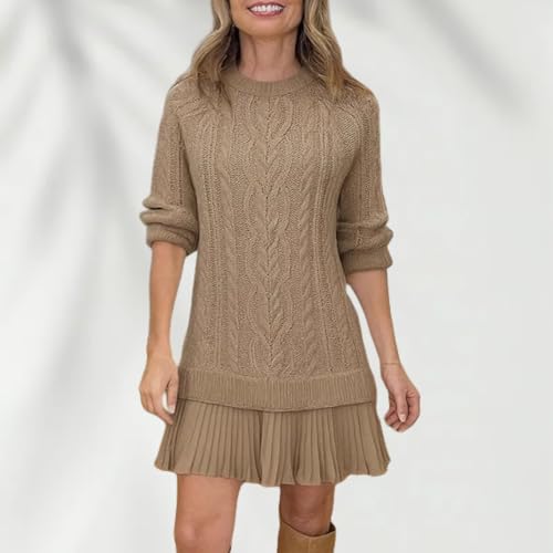 Women Crewneck Cable Knit Sweater Mini Dress, Cable Knit Sweater Dress Women, Womens Sweater Dress Sweater Dresses3