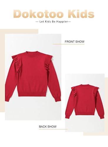 DOKOTOO KIDS Girls Sweater Fall Long Sleeve Knit Top 8-9 Years Red — view 5