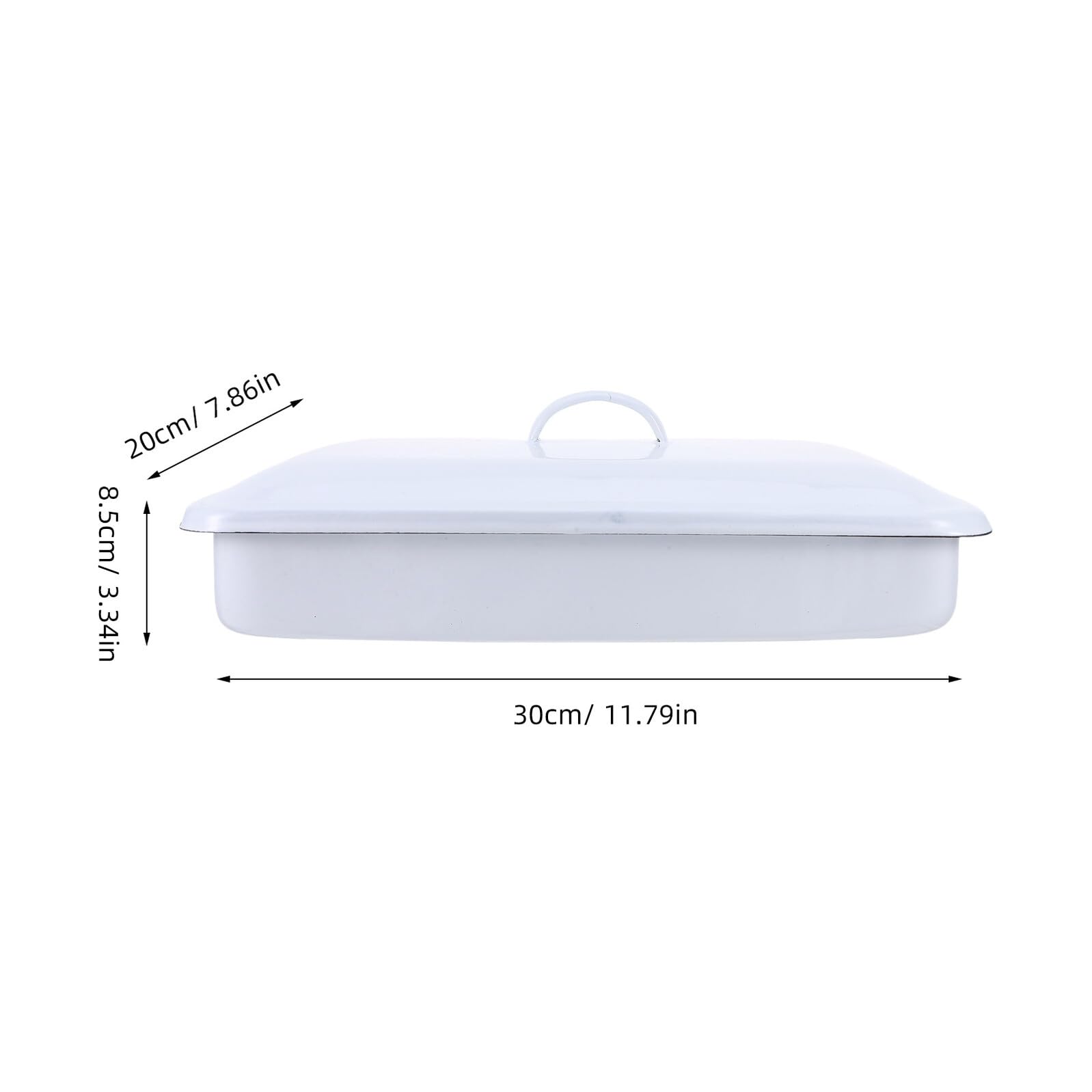 SHINEOFI Plateau de Laboratoire Rectangulaire Blanc 30X20X5 CM en Émail Épais avec Couvercle Hermétique – Bac de et Rangement pour Instruments Usage Médical et Scientifique