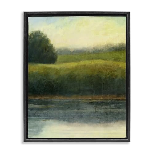 Rural Pond Grassland Landscape, 17 x 21 Inch Canvas in Floater Frame