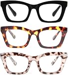 DXYXYO Ensemble de 3 Lunettes de Lecture Stylées pour Femmes, Lunettes Carrées Oversized avec Charnière à Ressort Bloquant la Lumière Bleue pour Femmes