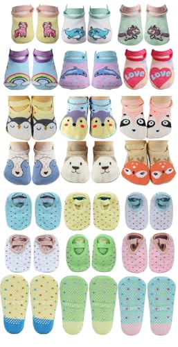 Tiny Captain Baby Toddler Girls Grip Socks Gripper Straps Ages 1-3 Year Old Anti Slip Animal Socks Age 1 Girls Gift Set