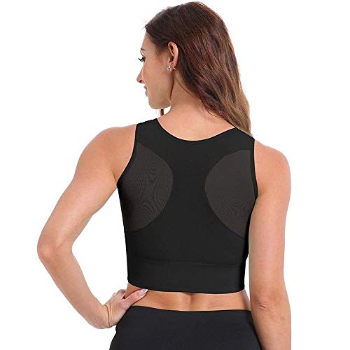 ABUCIYO Women Yoga Shirts Breathable Mesh Shockproof Gym Running Sports Bra Seamless Fitness Yoga Bra Top Vest (Black,M) Cover