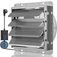 Hon&Guan 350mm Abluftventilator mit Drehzahlregler, Hohe Luftmenge 1500m³/h Industrie Wandventilator, Ganzmetallgehäuse Wandlüfter für Garagen, Hühnerställe, Schuppen, Dachböden, Gewächshäuser