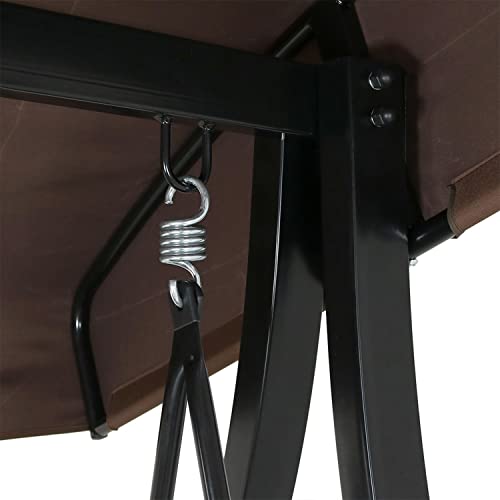Sunnydaze 3-Seat Deluxe Outdoor Patio Swing With Heavy Duty Steel Frame And Canopy, Brown Stripe Cushions, 600-Pound Weight Capacity #TOP5