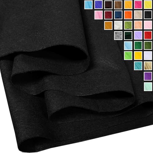 Black Felt Fabric 36 X 36(1 Square Yard) 1.6mm Thick Soft and Durable Flexible Craft Felt by The Yard for Sewing DIY Art Craft Project Decorations