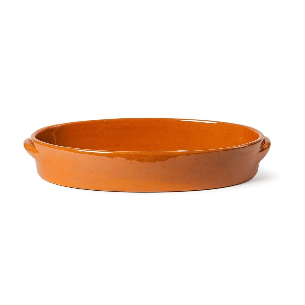 Cazuela besuguera tartera olla ovalada alta en barro esmaltado (nº 42-42 x 26 x 7,5 cms)