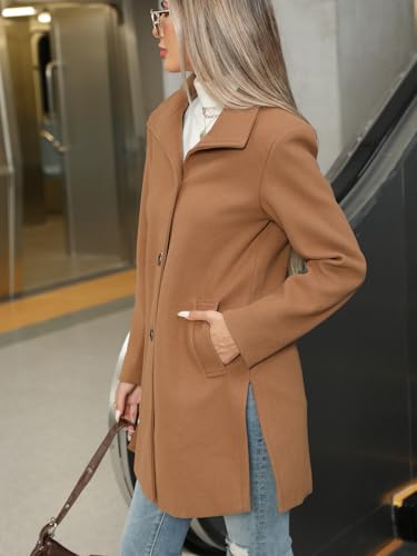 Jenkoon Women Single-Breasted A-Lined Winter Coat Mid Long Wool Blend Coat2