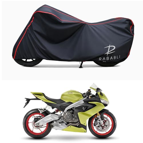 Image of Waterproof Bike Body Cover Compatible for | Aprilia RS 660 STD | Taffeta Fabric, Red Piping Design, Bottom Elastic Fit | Dustproof, Sun UV & Rain Protection for All Bikes
