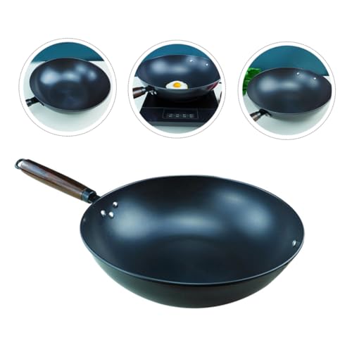 LABRIMP 1Pc Iron Frying Pan with Long Handle for Easy Movement Non Stick Surface for Gas Electric Stoves Essential Kitchen Accessory for Home Cooking