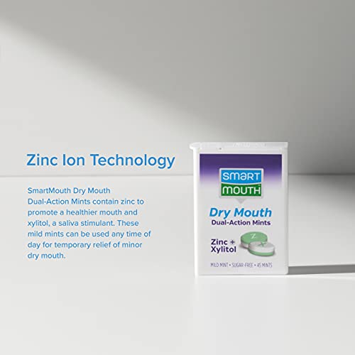 Smartmouth Dry Mouth Dual-Action Relief Mints, Breath Freshener, Sugar-Free Mint, 45 Ct, 8 Pack #TOP3