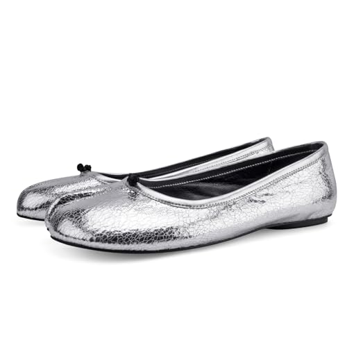 Image of VBDB Tabi Ballet Flats Shoes for Women Rounde Toe Wide Width Split Toe Low Heel Comfortable Flats Shoes