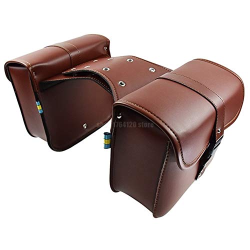 CKryzillix Alforjas Moto,Bolsa Trasera Moto Bolsa de Herramientas Universal de la Motocicleta Bolsa de sillín de Cuero Bilateral del Viaje del Equipaje(White)