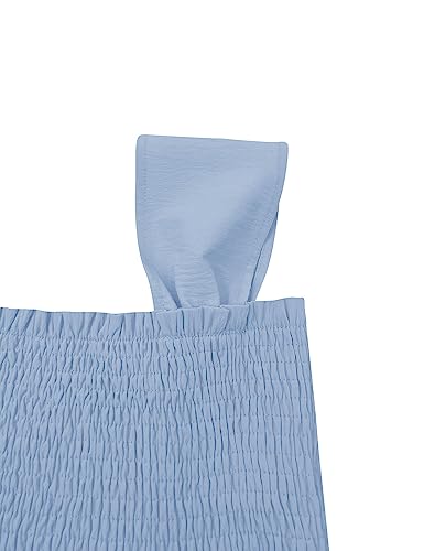 Image of Bingerlily Girls Summer Casual Tops Square Neck T Shirts Cute Smocked Top Tees