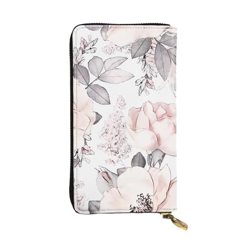 Portefeuille long en cuir imprimé fleurs roses, l'idée cadeau mixte parfaite