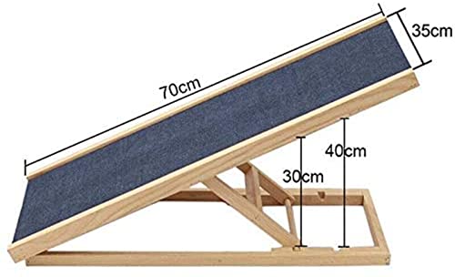 Holz-Hunderampe Katzen Rampe, 70cm Lang Hölzerne Hundetreppe für Bett oder Sofa, für Auto Höhenverstellbar Hunderampe Für Auto Für Großen Hund Haustier Rampe