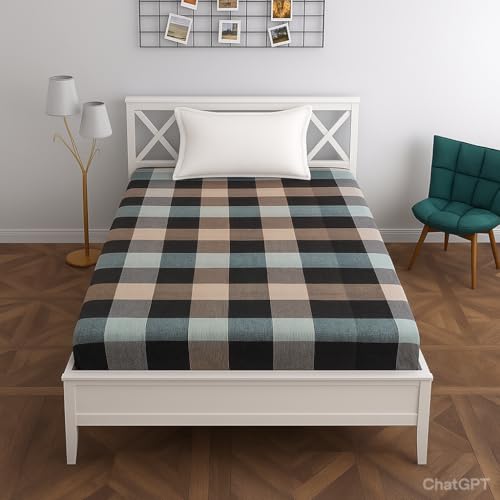 Image of Cotton Mattress Cover or Protector with Zipper /Chain Single Bed (4x6 feet) Color Multicolor Pack of 1Pc (48x72x5 Inch)