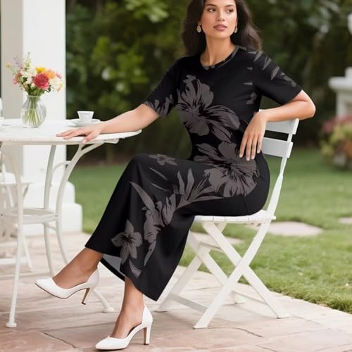 Image of Puletasi Samoan Traditional 2 Piece Outfits for Women Short Sleeve Crop Top and Maxi Skirt Sets Puletasi Dress