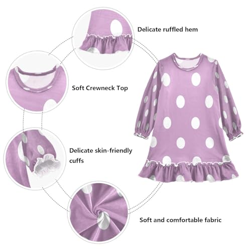 White Light Purple Polka Dot Girls Dress Toddler Princess Dress Long Sleeve Winter Shirt Clothes for 3T3
