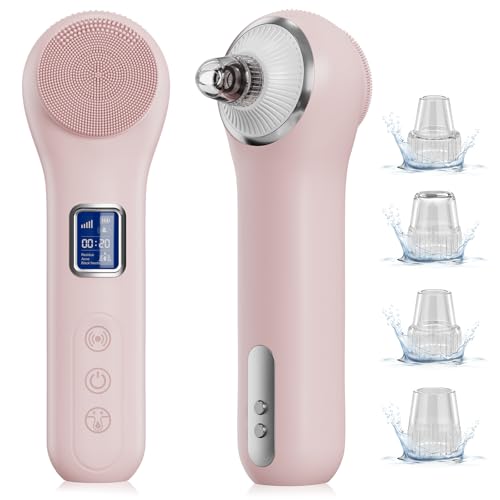 Aspiratore Punti Neri, 2 IN 1 Aspira Punti Neri e Spazzola Pulizia Viso, Punti Neri Rimozione con 5 Vibrazioni e 3 Livelli di Aspirazione, Pulizia Viso Impermeabile IPX7, Blackhead Remover Vacuum
