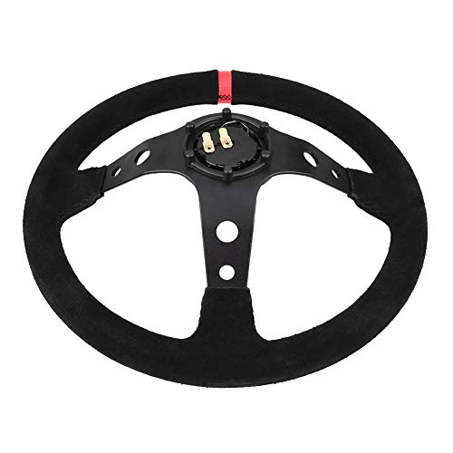Car Steering Wheel, Universal 35cm/14inch 6-Bolts Auto Car Racing Steering Wheel with Horn Fits for Most Vehicle and Racing Car(Color: Red) - Thumbnail 2