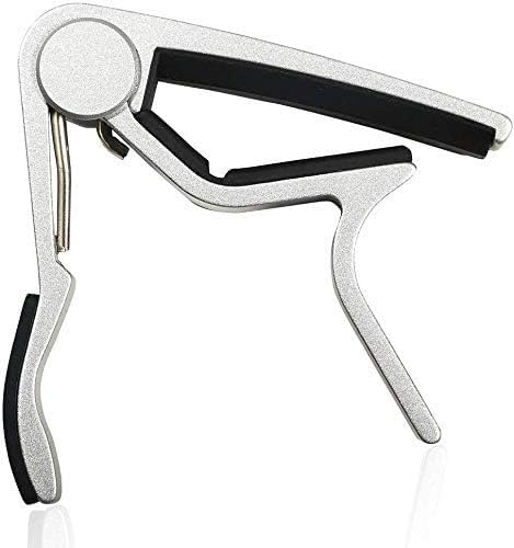 Image of One Handed Trigger Guitar Metal Capo Quick Change For Ukulele, Electric And Acoustic Guitars (Silver)