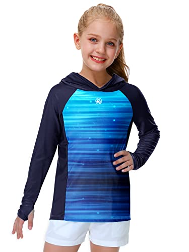 Image of AOBUTE Unisex Kids Long Sleeve Hoodie Rash Guard Boys UPF 50+ Swim Top with Thumb Hole 3-12 Years