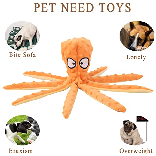 Okvsko Dog Squeaky Toys Plush Chew Toy Crinkle No Stuffing Octopus Stuffed Duck Pet Interactive Toy Durable With Squeaker For Puppies, Small, Medium, And Large Dogs 2 Pack #TOP4