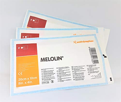MELOLIN Sterile Non-Adherent Dressings - Qty 10 Individual Packs Available in S M/L & XL Ideal for Wound Care Non-Stick Gauze (XL Wound 20cm x 10cm)