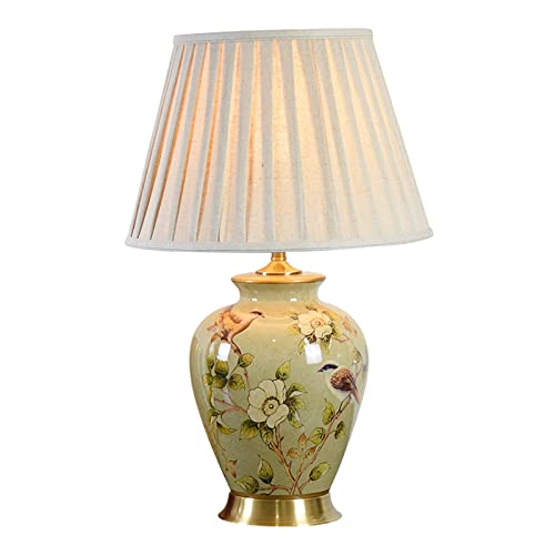 Xinmeiyue Flower Bird Ceramic Table Lamp - Hand-Painted Chinoiserie Shade