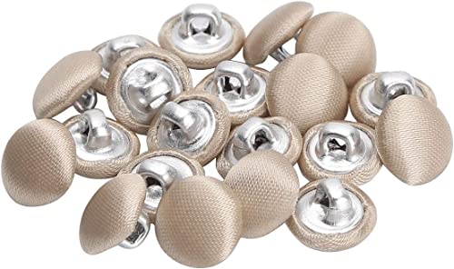 BOLYUM 20 Piezas Botones de Metal Recubiertos de satén de 10mm, Botones Nupciales, Hebillas abovedadas, para Trajes de Esmoquin, Blusas Abrigos Accesorios de Costura (Champán) Cover
