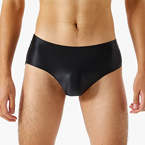 Mens Glossy Mid Waist Briefs Elastic Waistband Swimwear Panties Bikini Thongs Underwear2