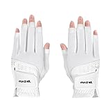 MAZEL Women's Golf Gloves One Pair Open-Finger Design,Breathable Hot Wet Weather Sweat-Absorbing,Fit Size S M L XL (White, Medium)